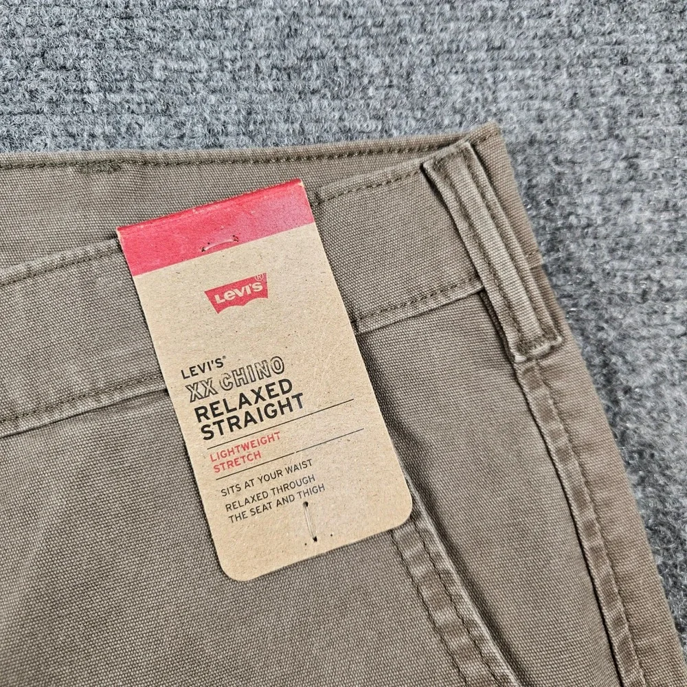 Levis XX Chino Relaxed Straight Pants Mens 38x34 Brown Stretch 001K50046 NEW
